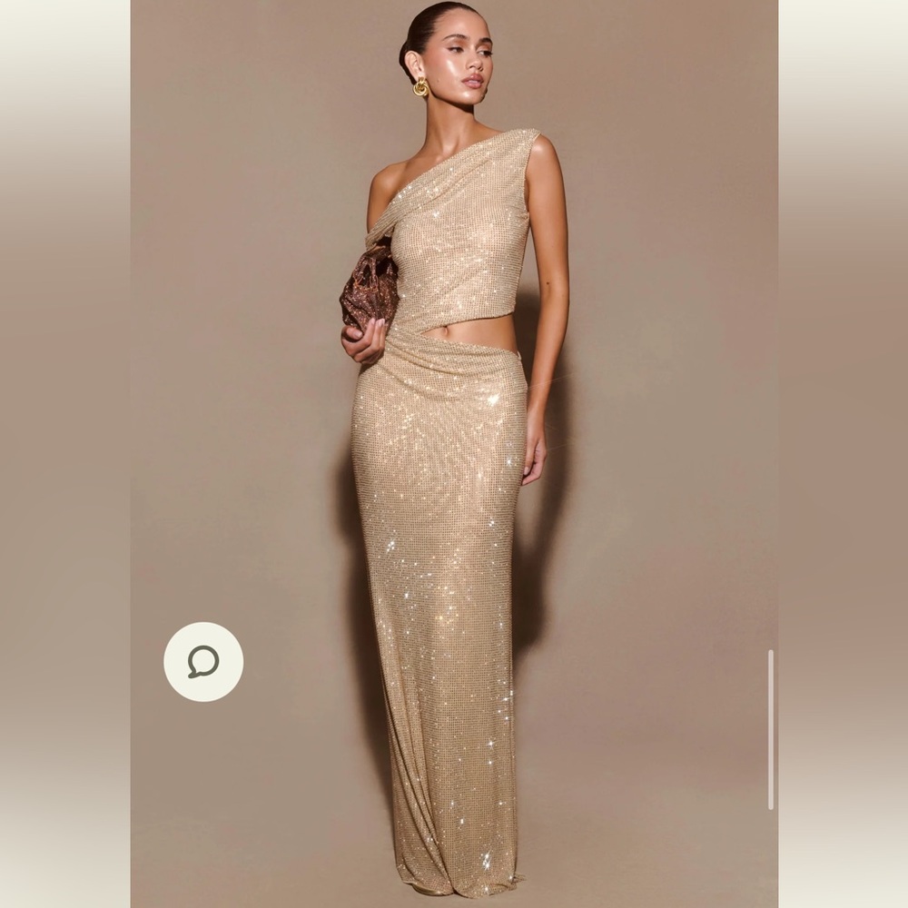 Meshki Kenny One Shoulder Maxi Dress - Gold